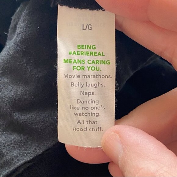 Aerie 2023 Love Of Linen Blend Mini Dress Woman Large Black Pockets Smocking - Picture 10 of 16